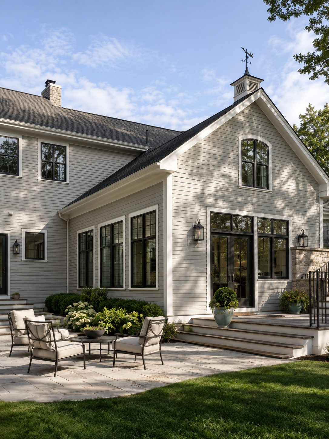 Rear home addition project in Amherst, New Hampshire